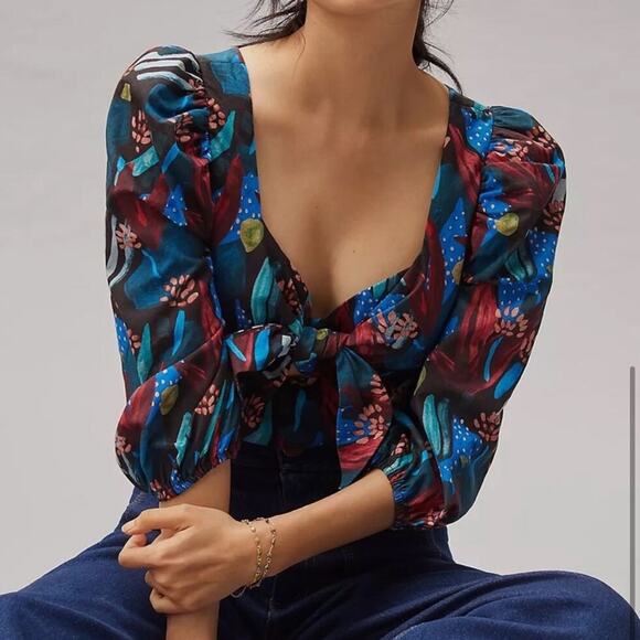 Anthropologie Tops - Anthropologie Multicolor Floral Blouse